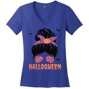 Cute Queen Spooky Funny Halloween Costume Gift Women's V-Neck T-Shirt