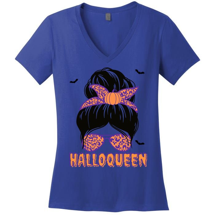 Cute Queen Spooky Funny Halloween Costume Gift Women's V-Neck T-Shirt