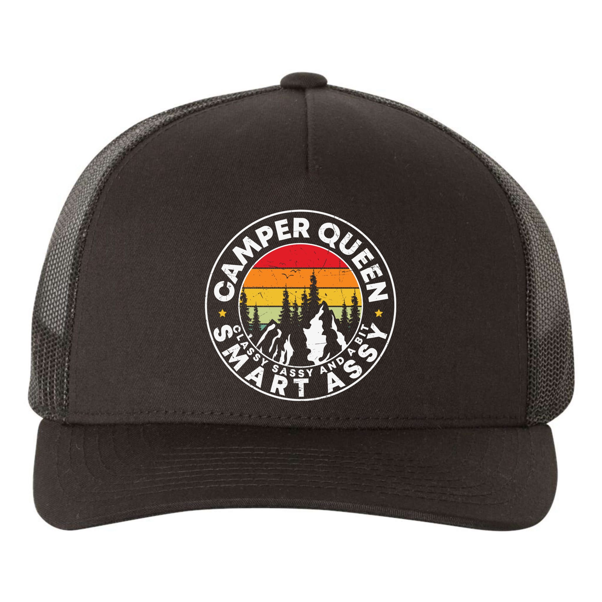Camper Queen Smart Assy , Classy Sassy And A Bit Logo Camping Yupoong Adult 5-Panel Trucker Hat