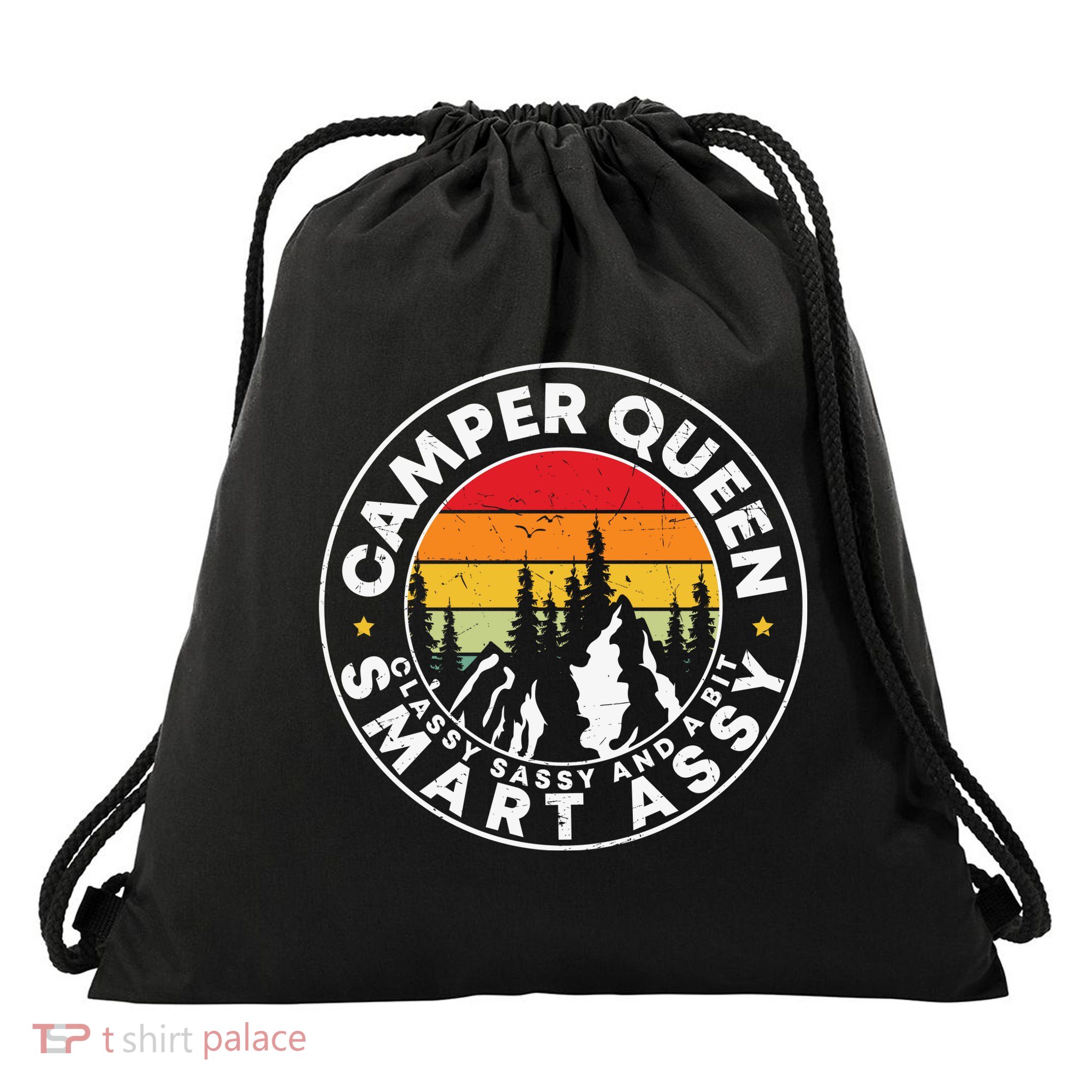Camper Queen Smart Assy , Classy Sassy And A Bit Logo Camping Drawstring Bag