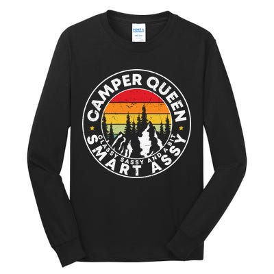 Camper Queen Smart Assy , Classy Sassy And A Bit Logo Camping Tall Long Sleeve T-Shirt
