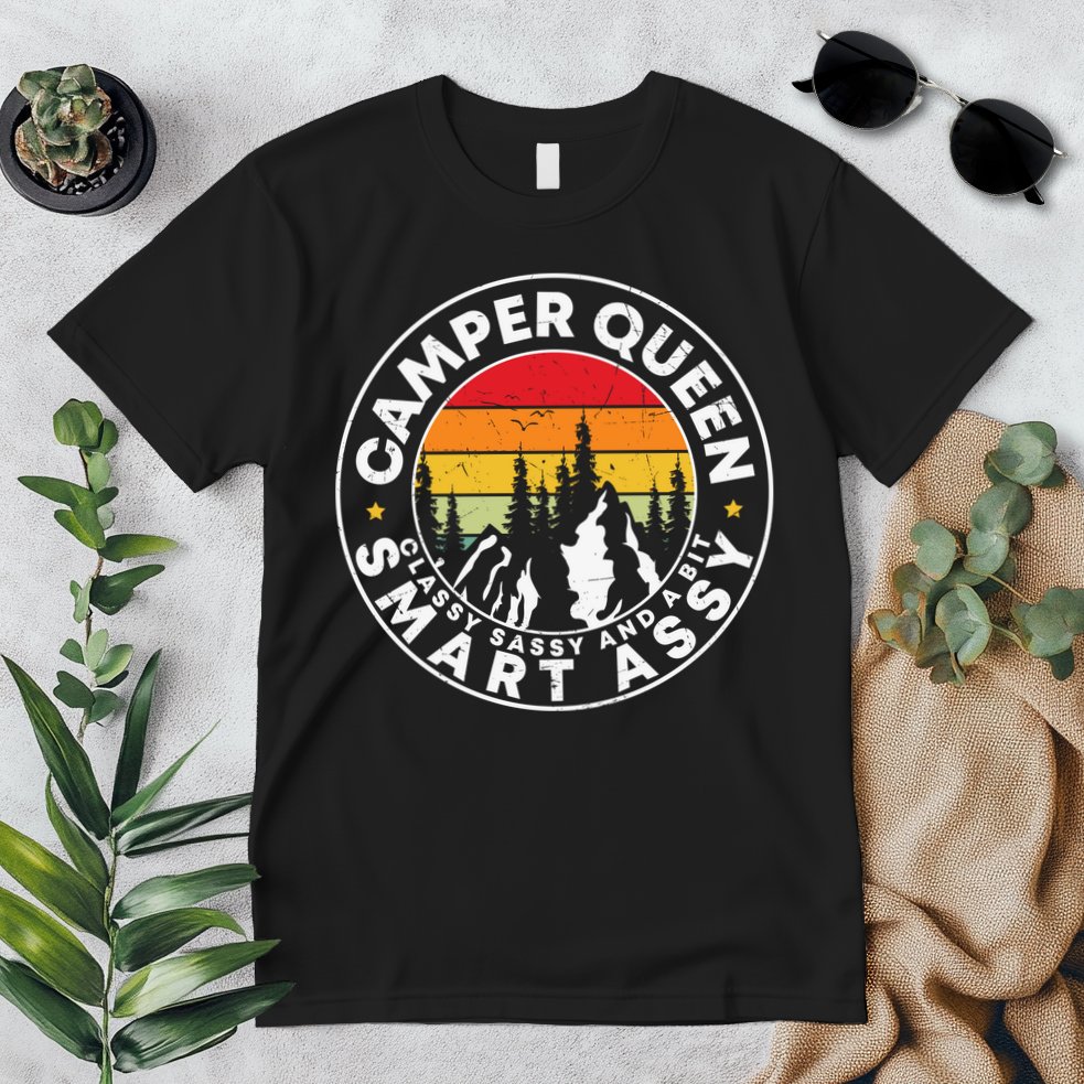 Camper Queen Smart Assy , Classy Sassy And A Bit Logo Camping Premium T-Shirt