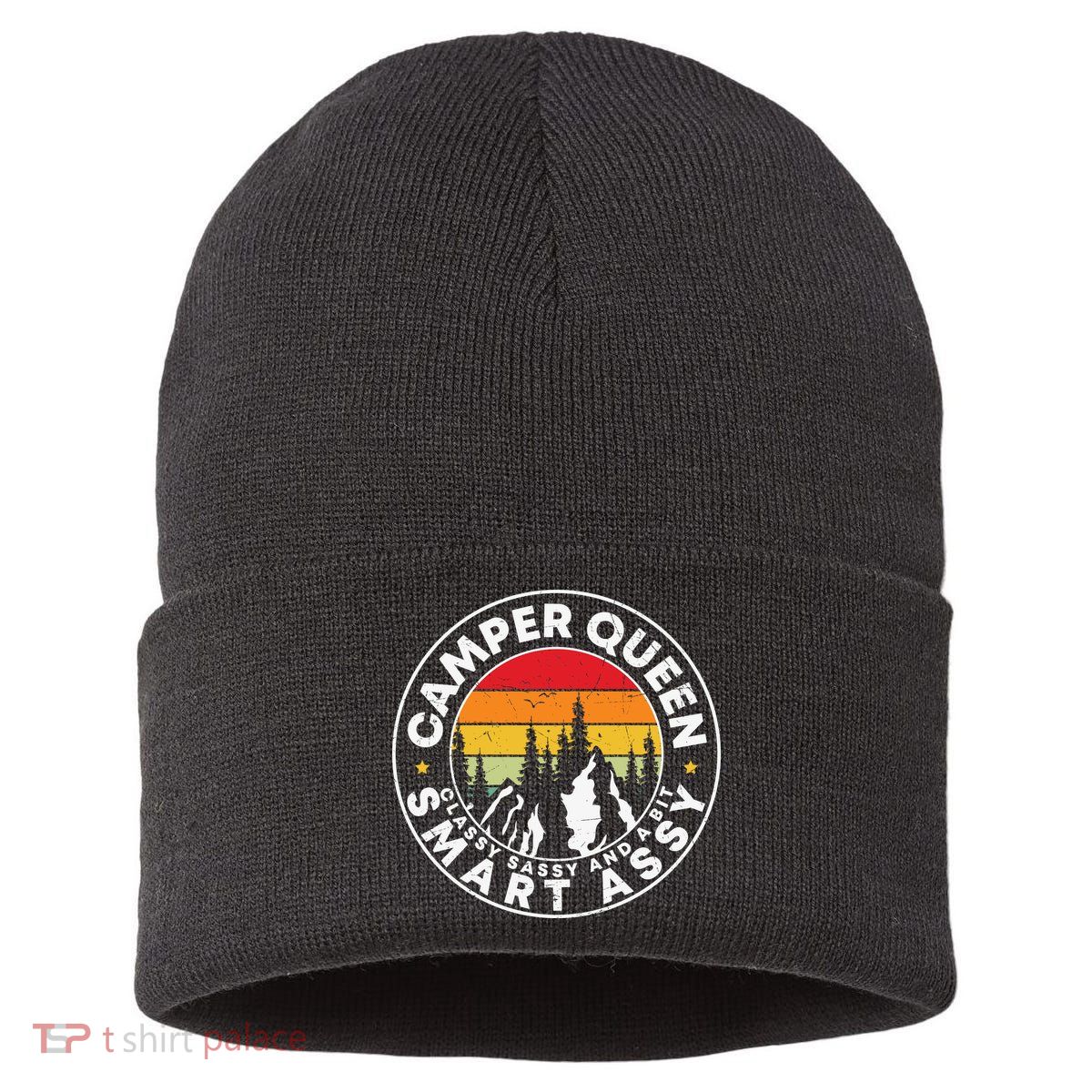 Camper Queen Smart Assy , Classy Sassy And A Bit Logo Camping Sustainable Knit Beanie