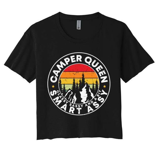 Camper Queen Smart Assy , Classy Sassy And A Bit Logo Camping Crop Top