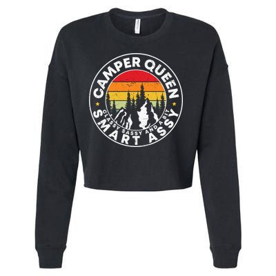 Camper Queen Smart Assy , Classy Sassy And A Bit Logo Camping Cropped Pullover Crew