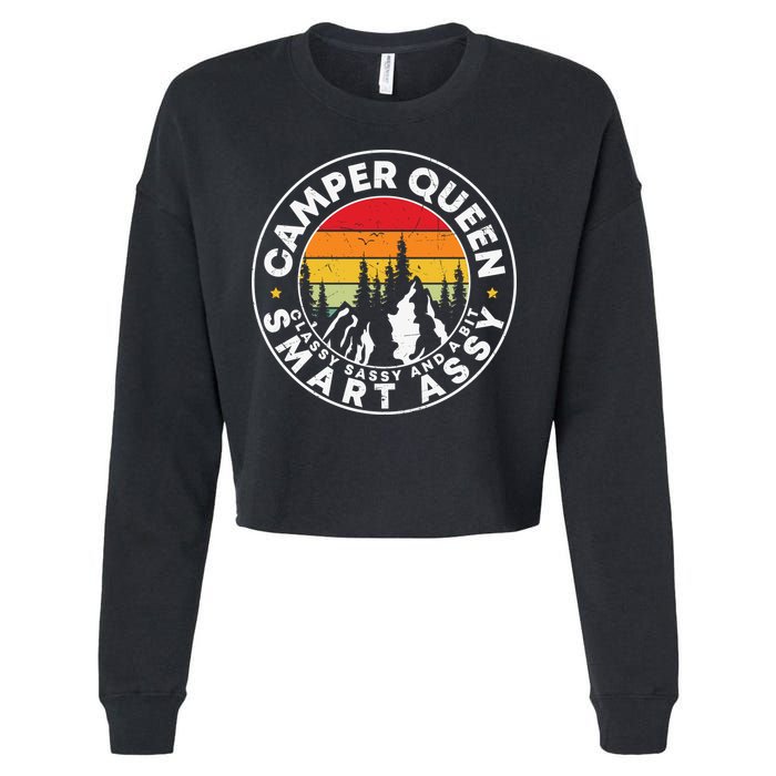 Camper Queen Smart Assy , Classy Sassy And A Bit Logo Camping Cropped Pullover Crew