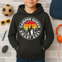 Camper Queen Smart Assy , Classy Sassy And A Bit Logo Camping Kids Hoodie