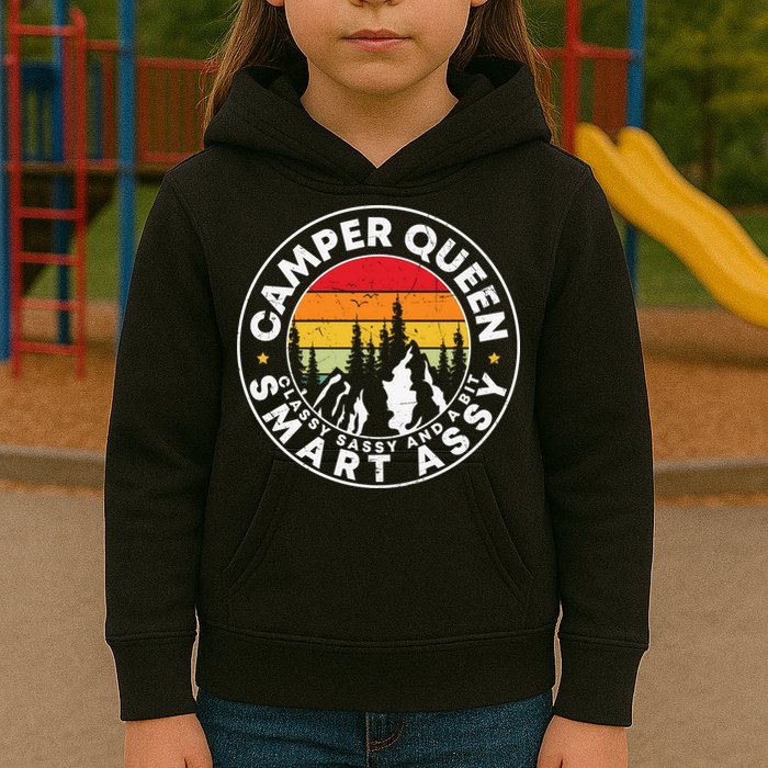 Camper Queen Smart Assy , Classy Sassy And A Bit Logo Camping Kids Hoodie