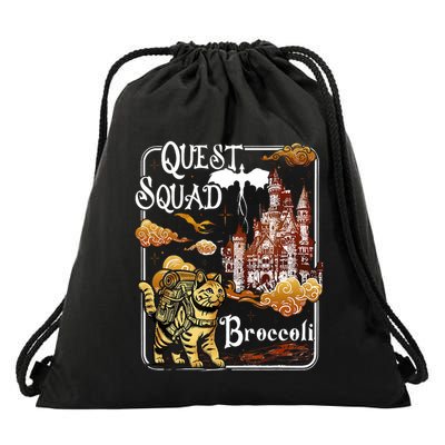 Cat Quest Squad Broccoli Drawstring Bag