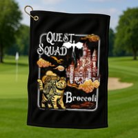 Cat Quest Squad Broccoli Golf Towel
