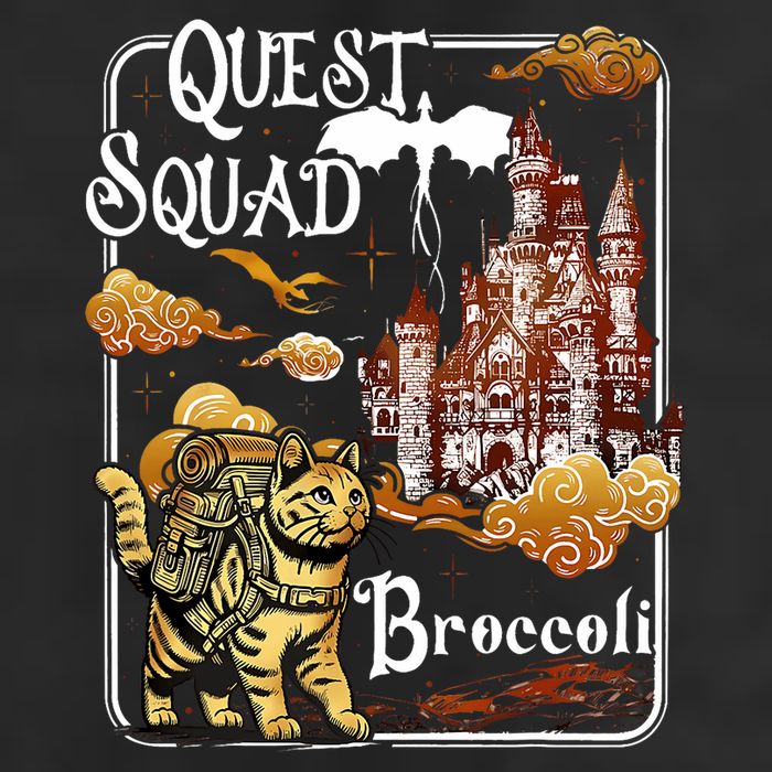Cat Quest Squad Broccoli Golf Towel