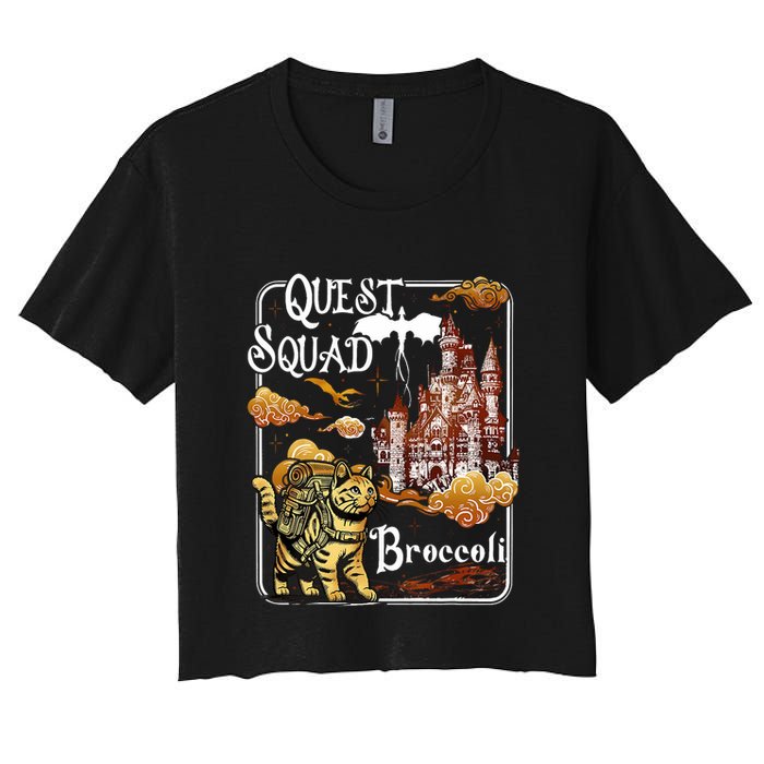 Cat Quest Squad Broccoli Women's Crop Top Tee