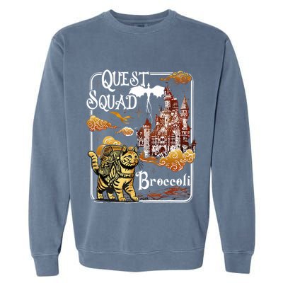 Cat Quest Squad Broccoli Garment-Dyed Sweatshirt