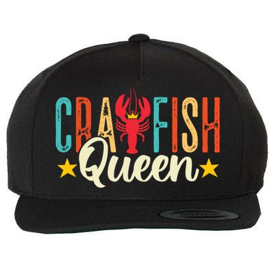 Crawfish Queen Vintage Retro Boil Season Lobster Gift Wool Snapback Cap