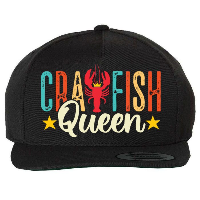 Crawfish Queen Vintage Retro Boil Season Lobster Gift Wool Snapback Cap