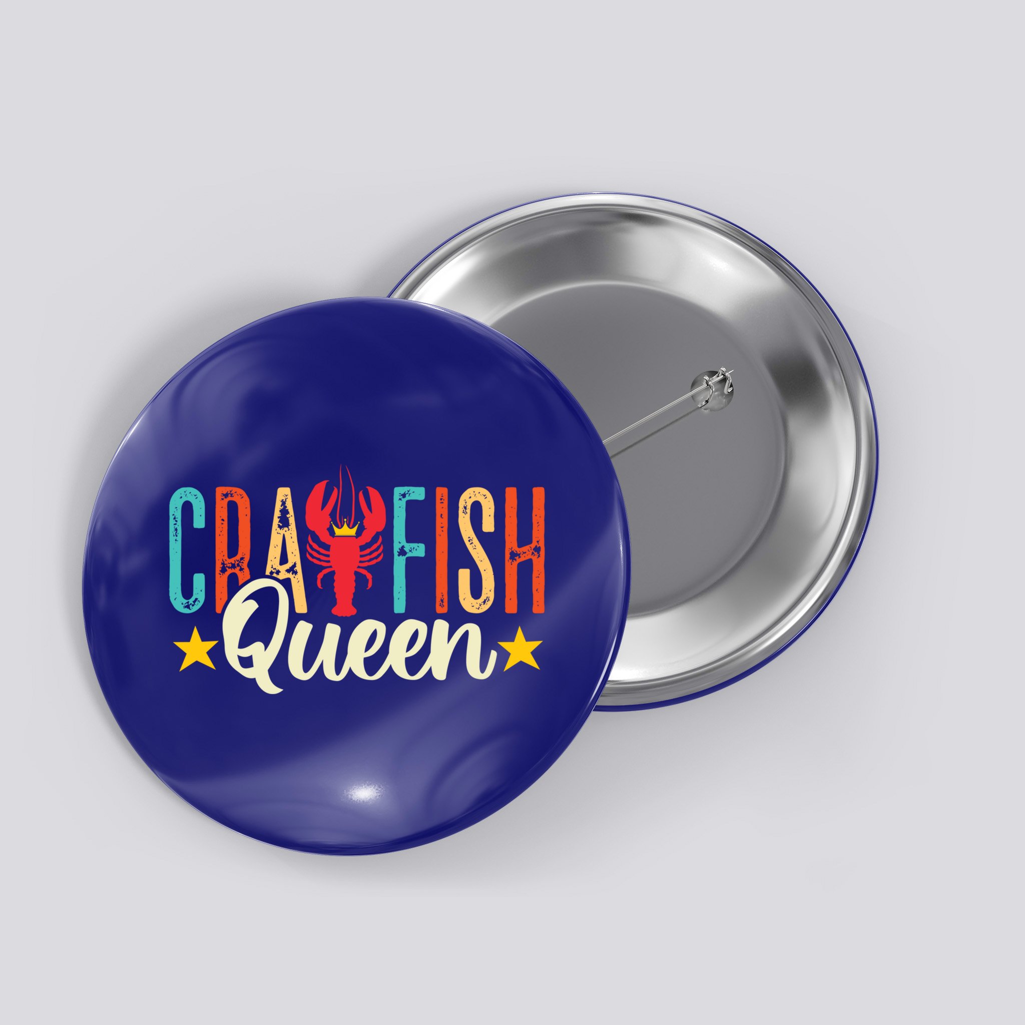 Crawfish Queen Vintage Retro Boil Season Lobster Gift Button