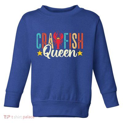 Crawfish Queen Vintage Retro Boil Season Lobster Gift Toddler Sweatshirt