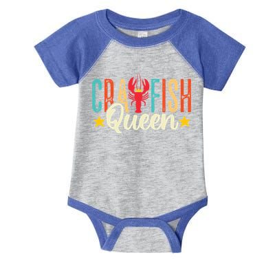 Crawfish Queen Vintage Retro Boil Season Lobster Gift Infant Baby Jersey Bodysuit