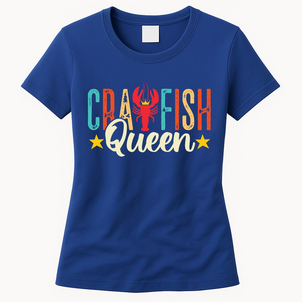 Crawfish Queen Vintage Retro Boil Season Lobster Gift Womens T-Shirt