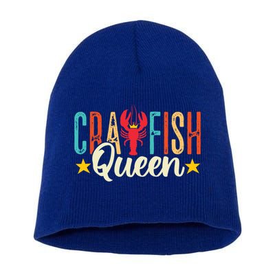 Crawfish Queen Vintage Retro Boil Season Lobster Gift Short Acrylic Beanie