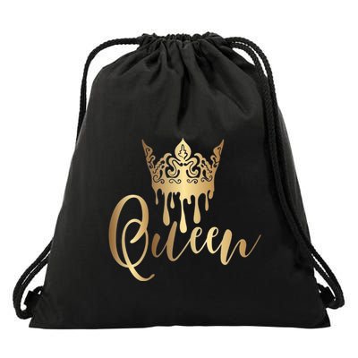 Cool Queen With Crown Drawstring Bag