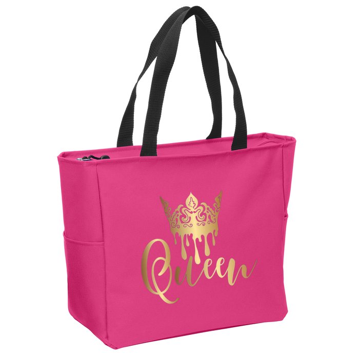 Cool Queen With Crown Zip Tote Bag