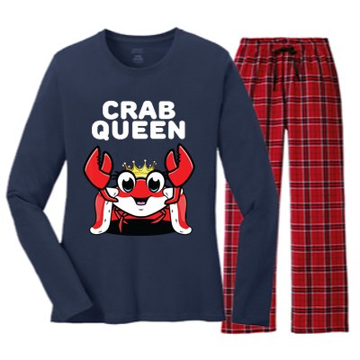 Crab Queen | Womens Crab Women's Long Sleeve Flannel Pajama Set 