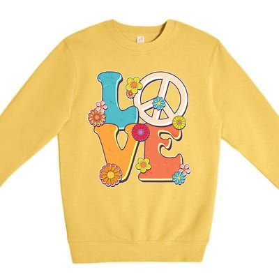 Cute Retro 1960s Flower Power Love Peace Premium Crewneck Sweatshirt