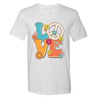 Cute Retro 1960s Flower Power Love Peace V-Neck T-Shirt