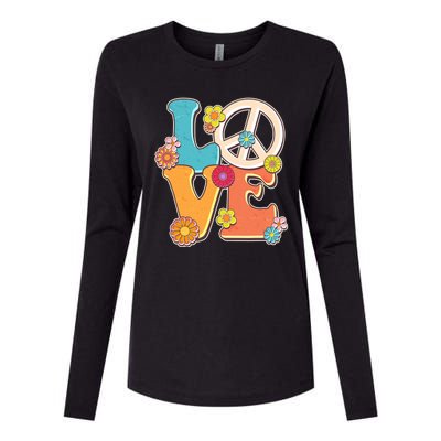 Cute Retro 1960s Flower Power Love Peace Womens Cotton Relaxed Long Sleeve T-Shirt