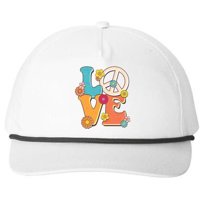 Cute Retro 1960s Flower Power Love Peace Snapback Five-Panel Rope Hat