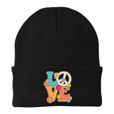 Cute Retro 1960s Flower Power Love Peace Knit Cap Winter Beanie