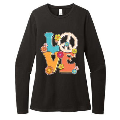 Cute Retro 1960s Flower Power Love Peace Womens CVC Long Sleeve Shirt