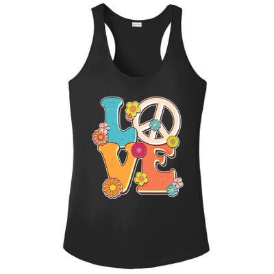 Cute Retro 1960s Flower Power Love Peace Ladies PosiCharge Competitor Racerback Tank