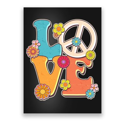 Cute Retro 1960s Flower Power Love Peace Poster