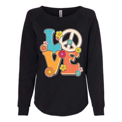 Cute Retro 1960s Flower Power Love Peace Womens California Wash Sweatshirt