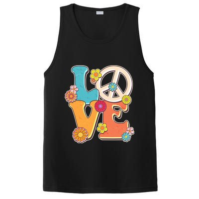 Cute Retro 1960s Flower Power Love Peace PosiCharge Competitor Tank