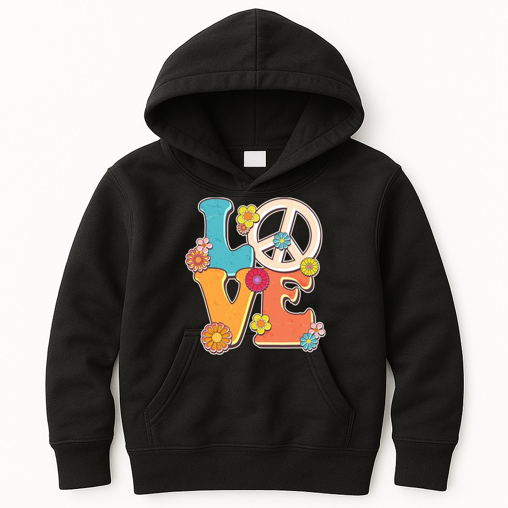 Cute Retro 1960s Flower Power Love Peace Kids Hoodie
