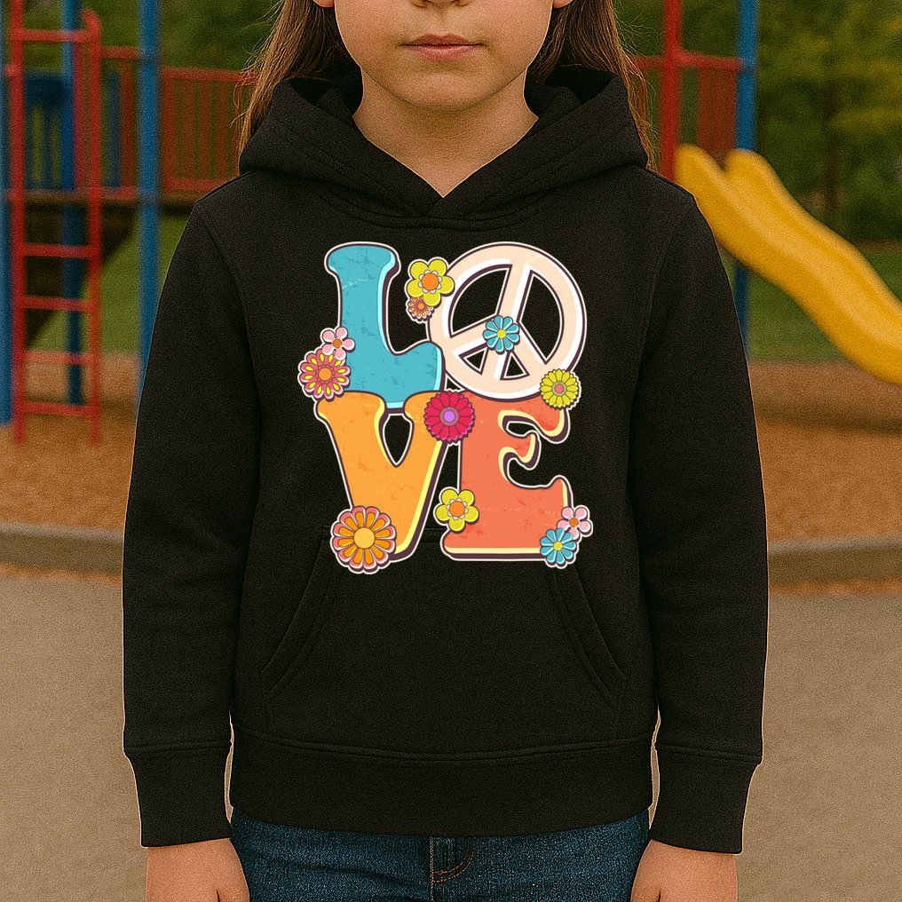 Cute Retro 1960s Flower Power Love Peace Kids Hoodie