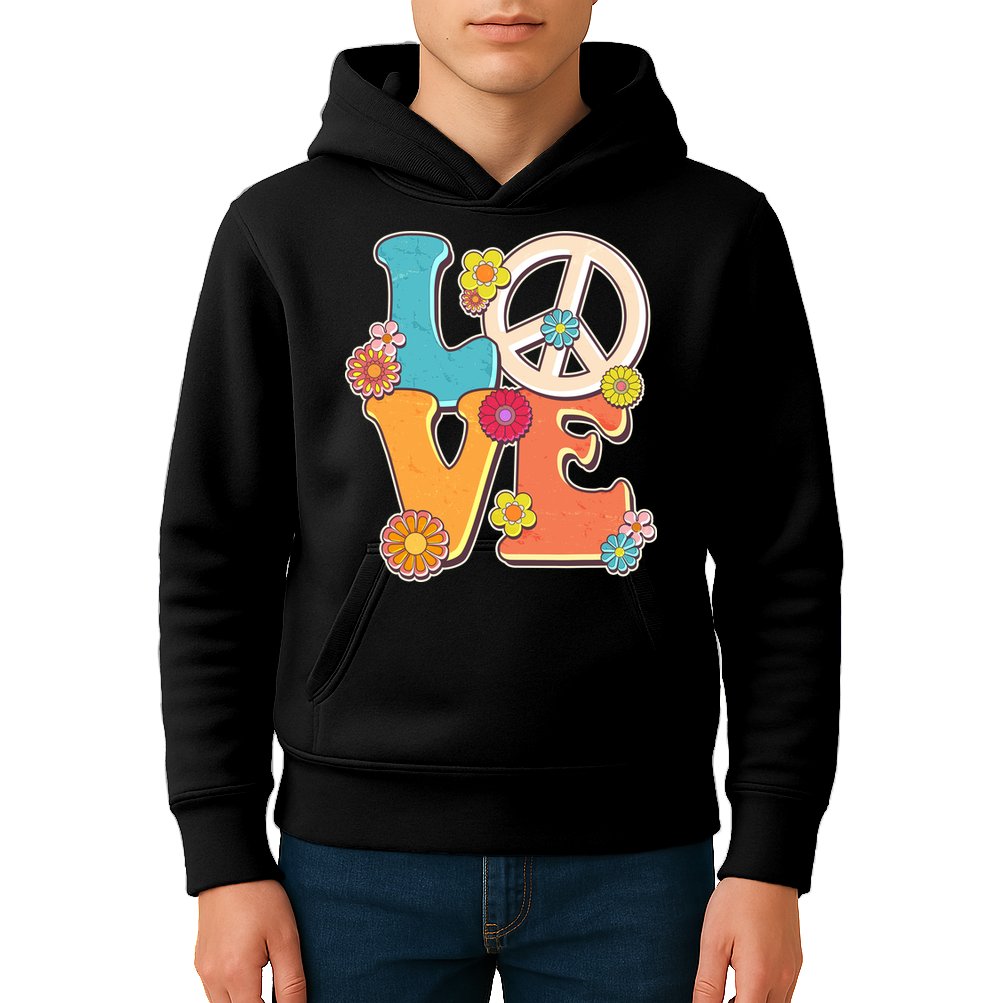 Cute Retro 1960s Flower Power Love Peace Kids Hoodie