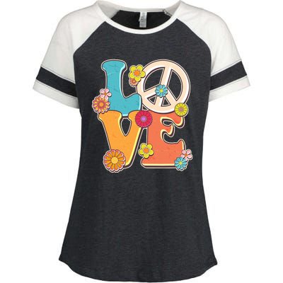 Cute Retro 1960s Flower Power Love Peace Enza Ladies Jersey Colorblock Tee