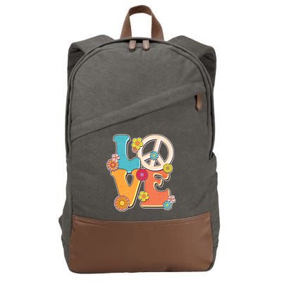 Cute Retro 1960s Flower Power Love Peace Cotton Canvas Backpack
