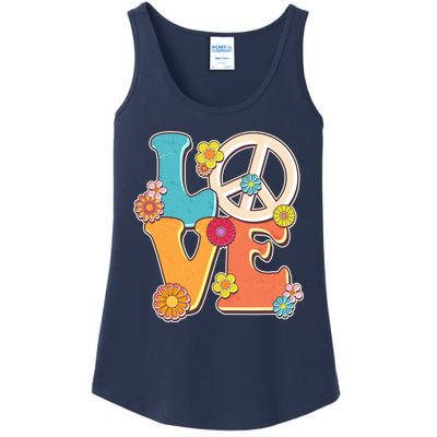 Cute Retro 1960s Flower Power Love Peace Ladies Essential Tank