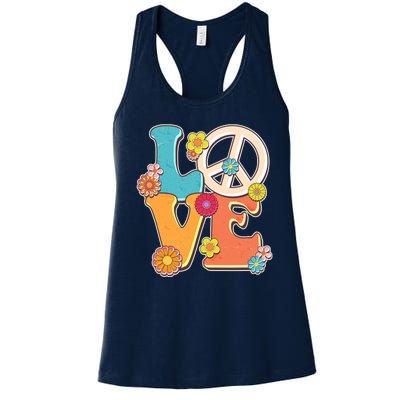 Cute Retro 1960s Flower Power Love Peace Women's Racerback Tank