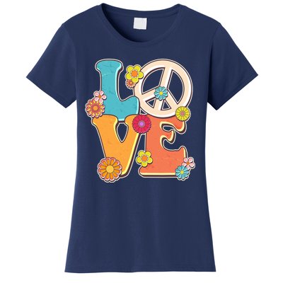 Cute Retro 1960s Flower Power Love Peace Women's T-Shirt