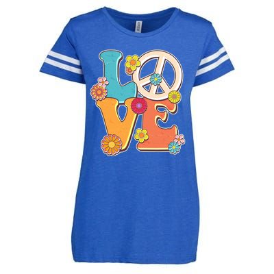 Cute Retro 1960s Flower Power Love Peace Enza Ladies Jersey Football T-Shirt