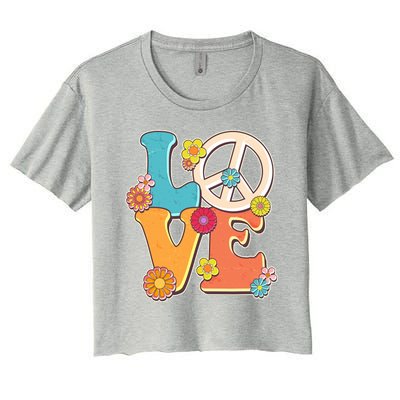 Cute Retro 1960s Flower Power Love Peace Women's Crop Top Tee