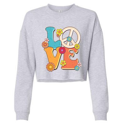 Cute Retro 1960s Flower Power Love Peace Cropped Pullover Crew