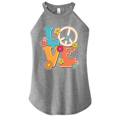 Cute Retro 1960s Flower Power Love Peace Women's Perfect Tri Rocker Tank