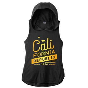 California Republic 1850 Gold Logo Ladies PosiCharge Tri-Blend Wicking Draft Hoodie Tank